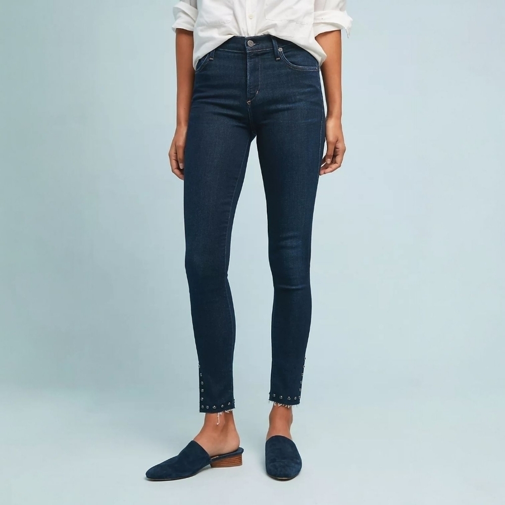 NWT Citizen of Humanity Rocket Skinny High Rise Jeans Split Hem Studded - 25